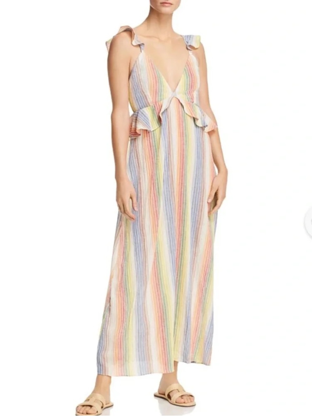 Saylor Rainbow-Stripe Gauze
Maxi Dress